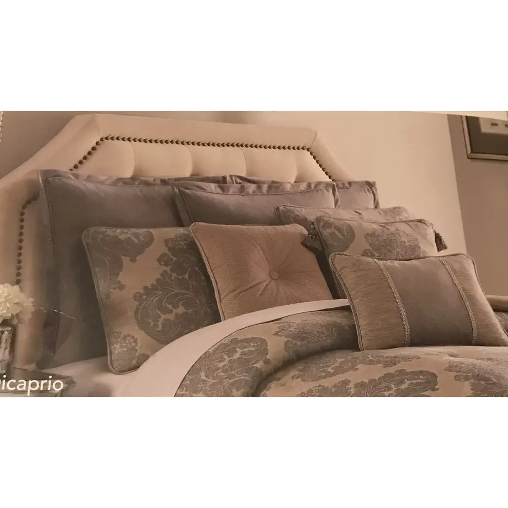Veratex DICAPRIO Reversible Euro Sham 26 x 26 Gray Tan Subtle Stripe NEW